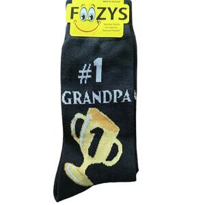 NWT Foozys Black #1 Grandpa Trophy Crew Socks Men's One Size